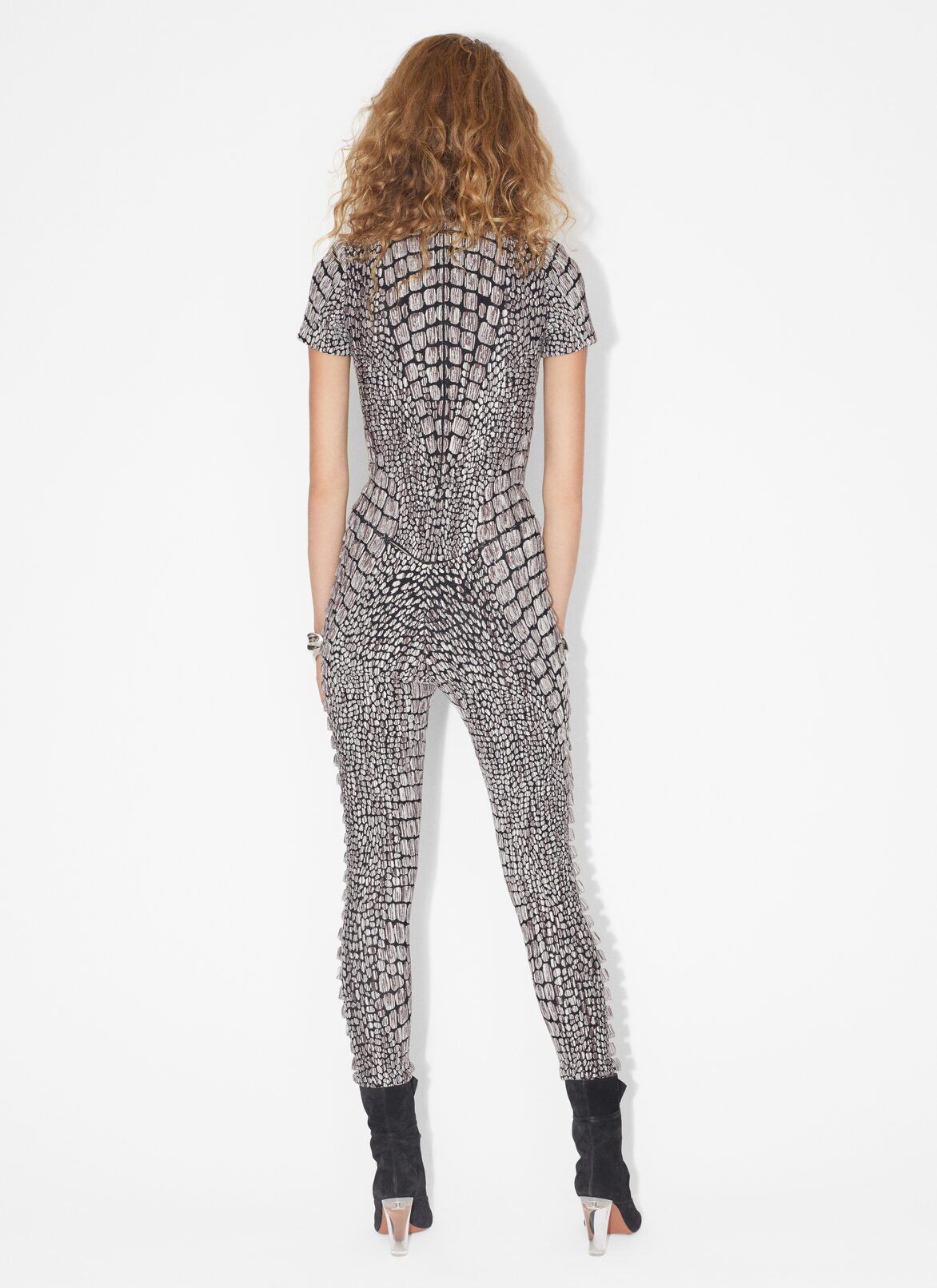 Crocodile jacquard jumpsuit  ALAÏA BLACK CROCODILE JACQUARD JUMPSUIT